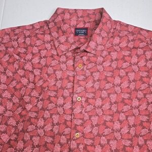 UNTUCKIT Men's XL Fernridge Red Ferns Short Sleeve Shirt Nature Tropical -1497